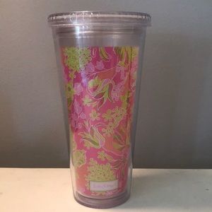 Lilly Pulitzer Pink & Green Floral Tumbler *No Straw*